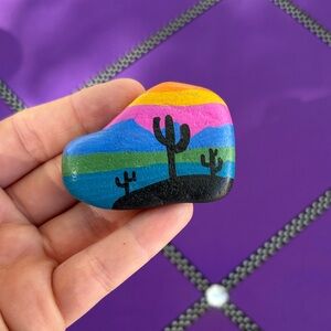 Colorful Hand-Painted Desert Landscape Stone